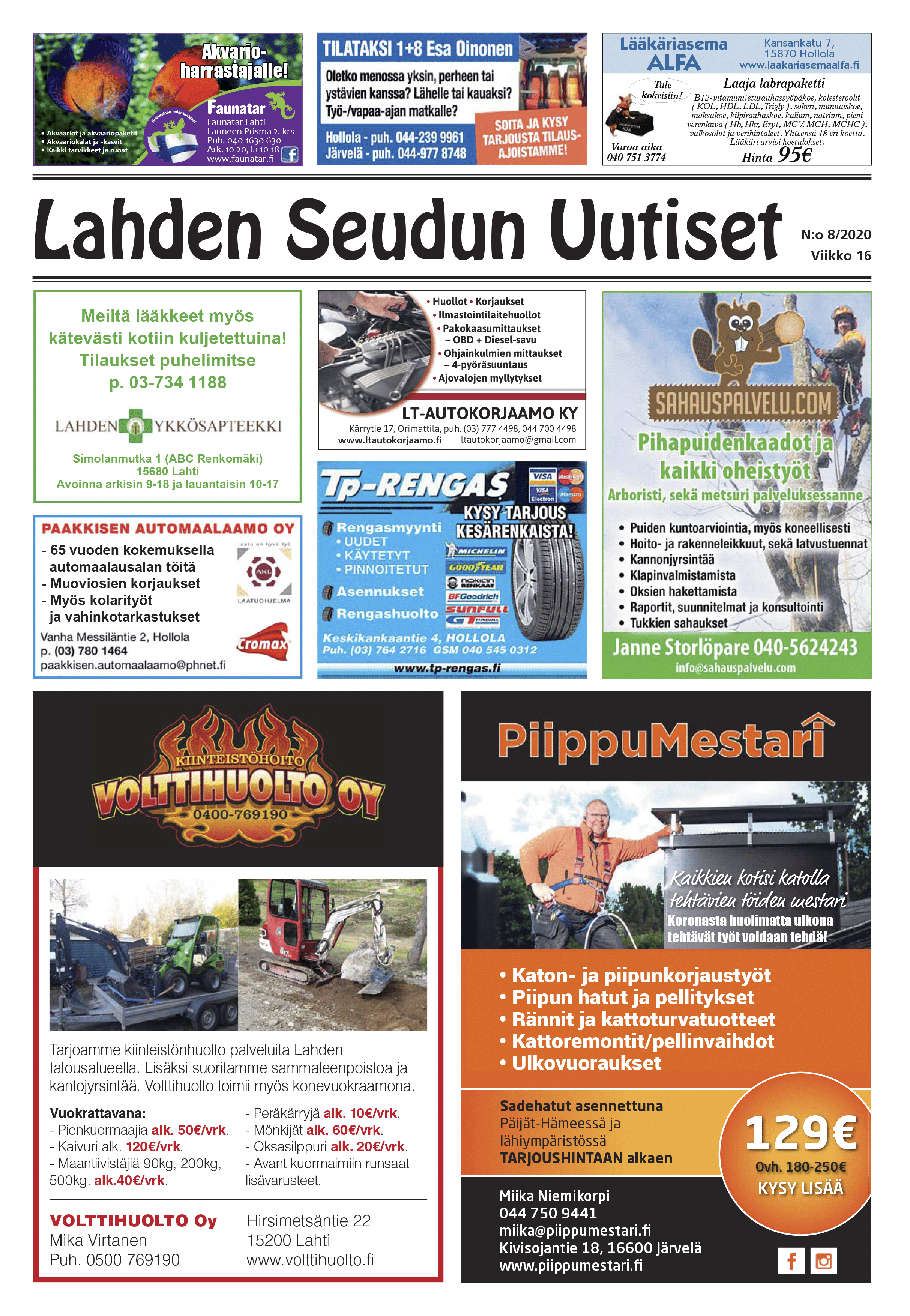 Lahden Seudun Uutiset 8/2020