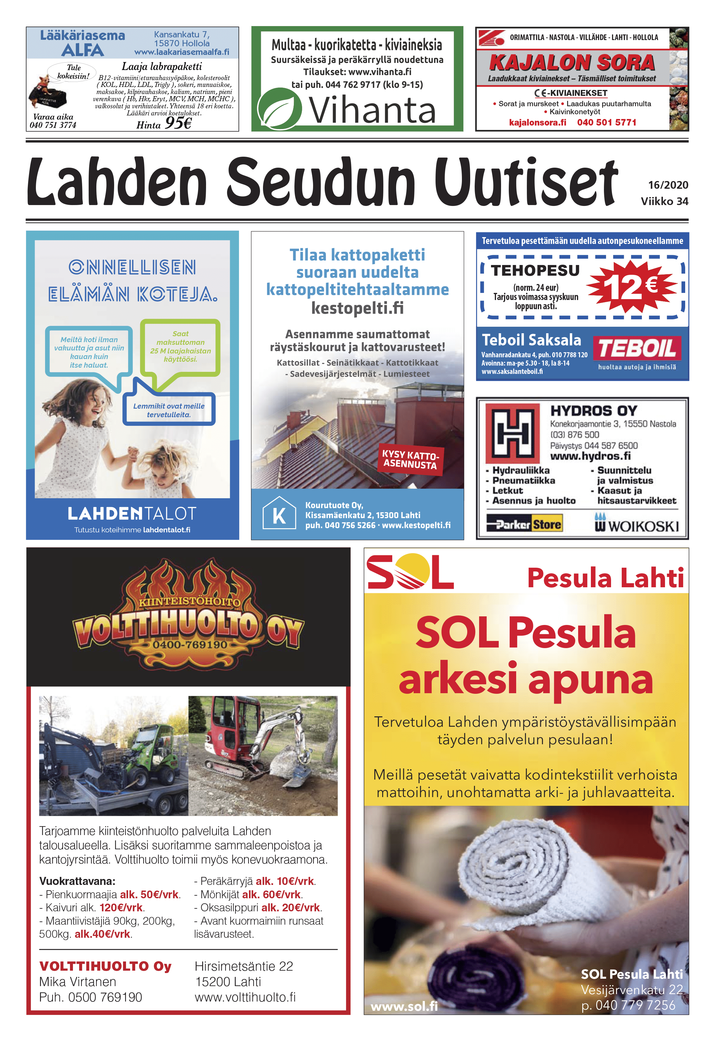 Lahden Seudun Uutiset 16/2020