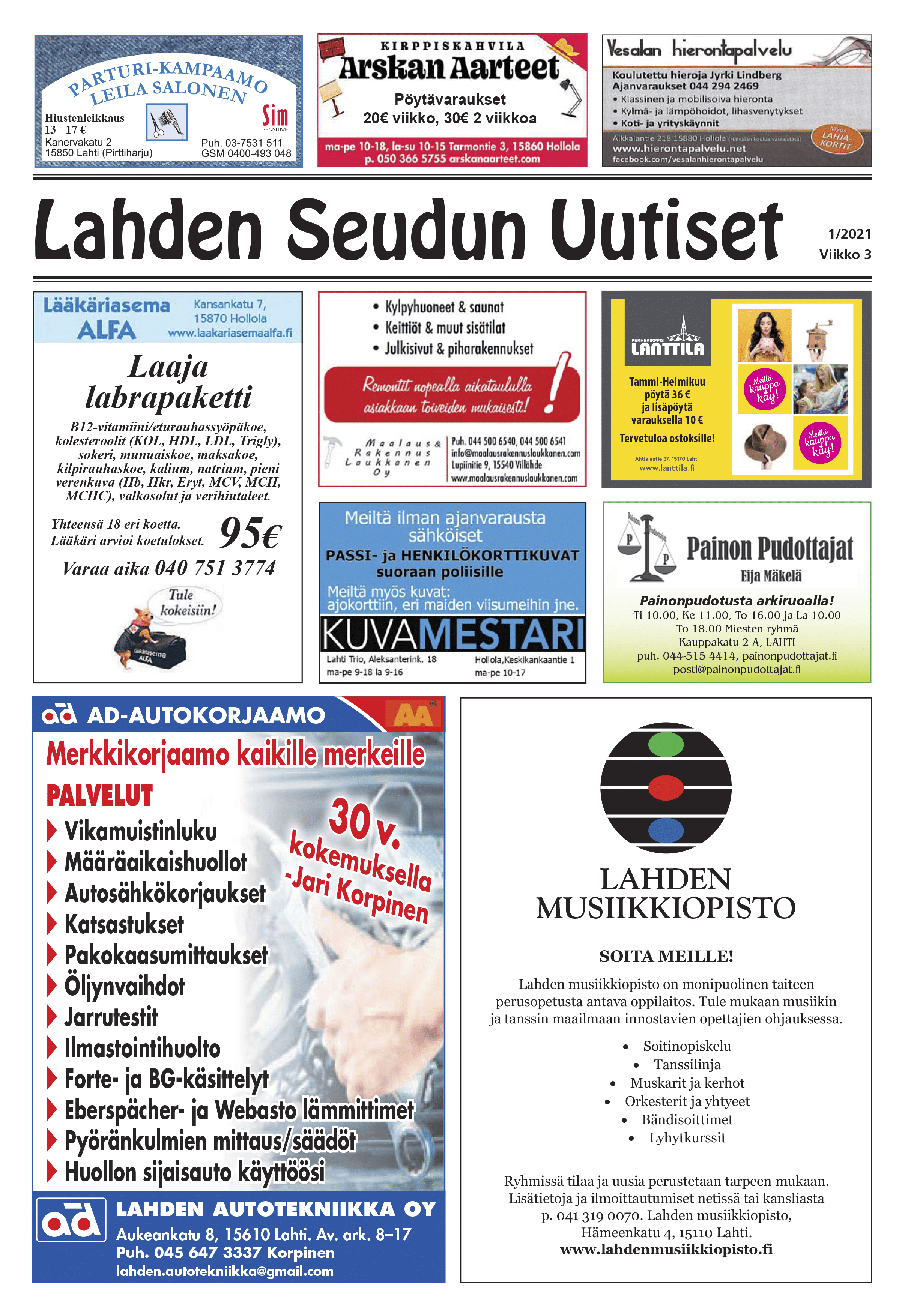 Lahden Seudun Uutiset 1/2021